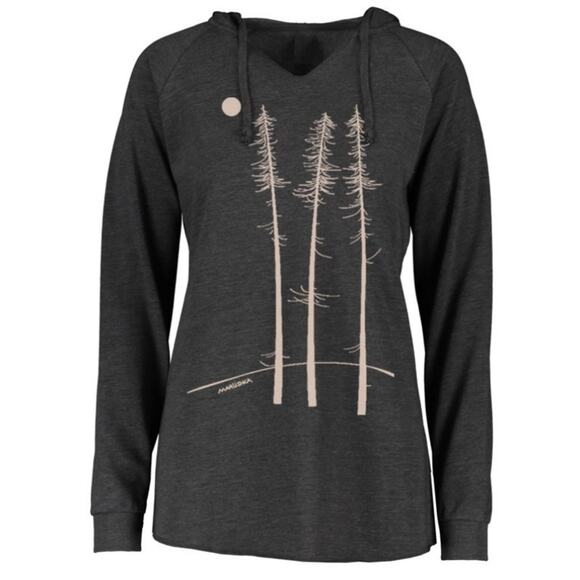 Marushka Tops - Marushka Charcoal Notch Neck Twiggy Graphic Hoodie Medium